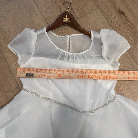 David’s Bridal Girls Sz 14 White Flower Girl/Daughter of the Bride Wedding Dress - Picture 11 of 11